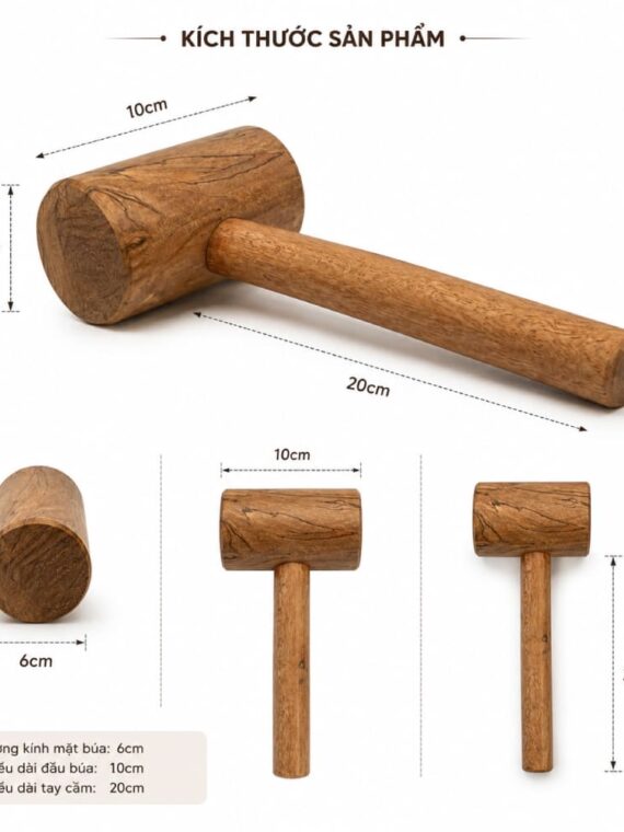 Kích thước tổng thể của búa gỗ thủ công