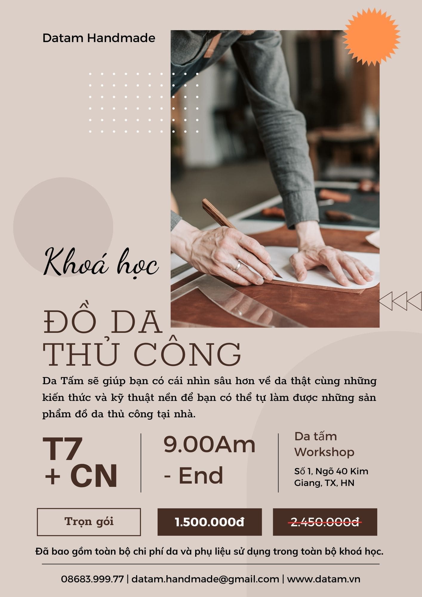Khoá học làm đồ da handmade tại Hà Nội của Da Tấm